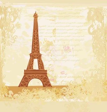 Vintage retro Eiffel tower card Stock Illustration