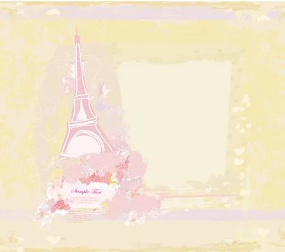 Vintage retro Eiffel Tower card Stock Illustration