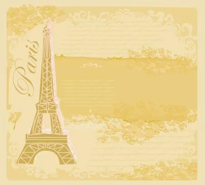 Vintage retro Eiffel tower card Stock Illustration