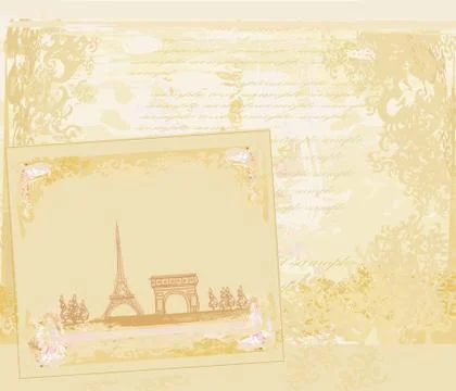 Vintage retro Eiffel tower in Paris card Stock Illustration