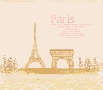 Vintage retro Eiffel tower in Paris card Stock Illustration