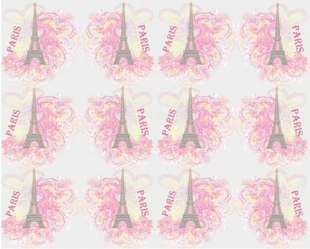 Vintage retro Eiffel tower pattern Illustrazione stock