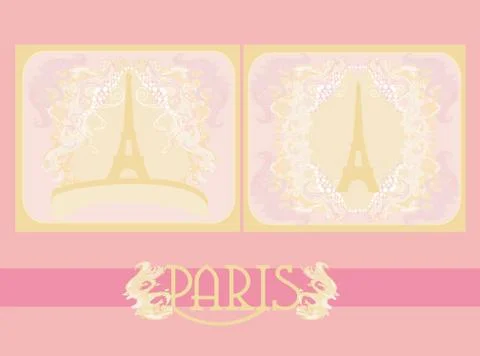 Vintage retro eiffel tower set card Stock-Illustration