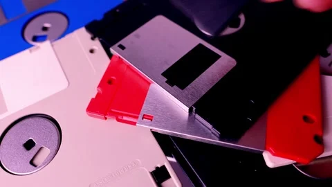 Vintage retro electronic data storage devices, from the 80s, 90s flash driv.. Stock Footage 245180199