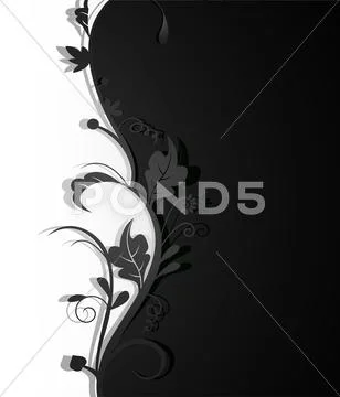 Vintage retro floral background with black and white color Stock Illustration
