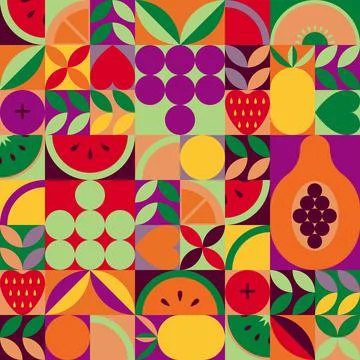 Vintage retro fruit abstract vector seamless pattern. Stock Illustration