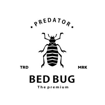 Vintage retro hipster bed bug logo vector outline silhouette art icon Stock Illustration