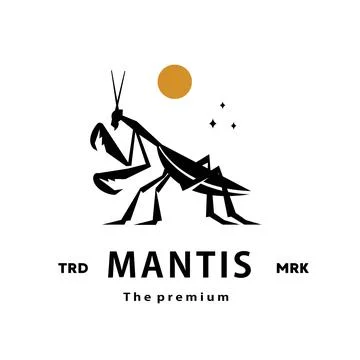 Vintage retro hipster mantis logo vector silhouette art icon Stock Illustration