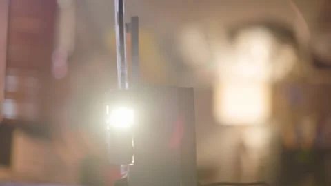 Vintage Retro Movie Projector With An 8 MM Film Stands In Interior Stock Footage 159296026