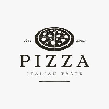 Vintage retro pizza logo vector template on white background Stock Illustration