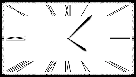 Vintage retro rectangle analog clock with animated numbers 库存影片 332813542