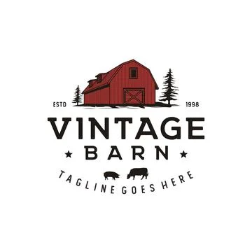 Vintage Retro Rustic Barn logo design Illustration Stock Illustration