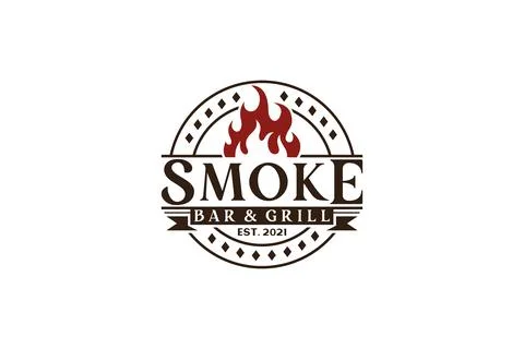 Vintage Retro Rustic BBQ Grill, Barbecue, Barbeque Label Stamp Logo design .. Stock Illustration