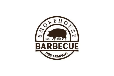 Vintage Retro Rustic BBQ Grill, Barbecue, Barbeque Label Stamp Logo design .. Stock Illustration