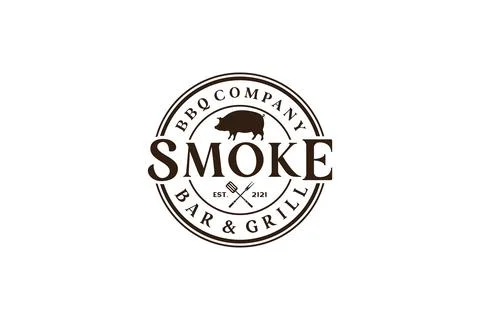 Vintage Retro Rustic BBQ Grill, Barbecue, Barbeque Label Stamp Logo design .. Stock Illustration