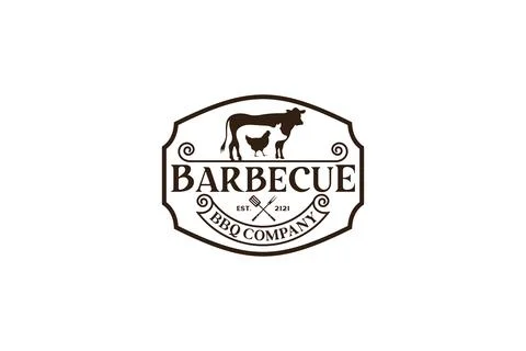 Vintage Retro Rustic BBQ Grill, Barbecue, Barbeque Label Stamp Logo design .. Stock Illustration