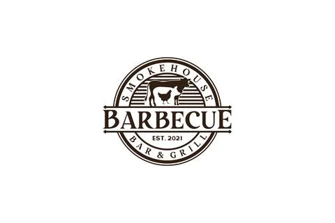 Vintage Retro Rustic BBQ Grill, Barbecue, Barbeque Label Stamp Logo design .. Stock Illustration