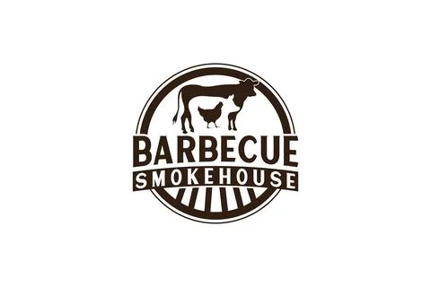 Vintage Retro Rustic BBQ Grill, Barbecue, Barbeque Label Stamp Logo design .. Stock Illustration