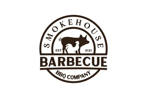 Vintage Retro Rustic BBQ Grill, Barbecue, Barbeque Label Stamp Logo design .. Stock Illustration