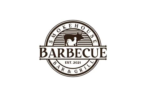 Vintage Retro Rustic BBQ Grill, Barbecue, Barbeque Label Stamp Logo design .. 스톡 일러스트