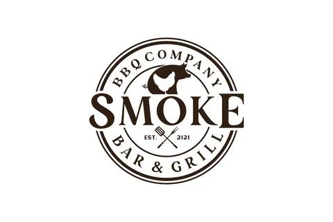 Vintage Retro Rustic BBQ Grill, Barbecue, Barbeque Label Stamp Logo design .. Stock Illustration