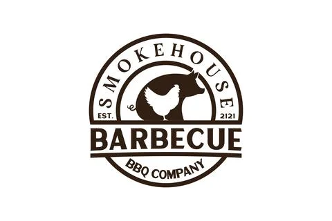 Vintage Retro Rustic BBQ Grill, Barbecue, Barbeque Label Stamp Logo design .. 스톡 일러스트
