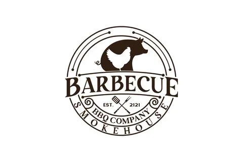 Vintage Retro Rustic BBQ Grill, Barbecue, Barbeque Label Stamp Logo design .. 스톡 일러스트
