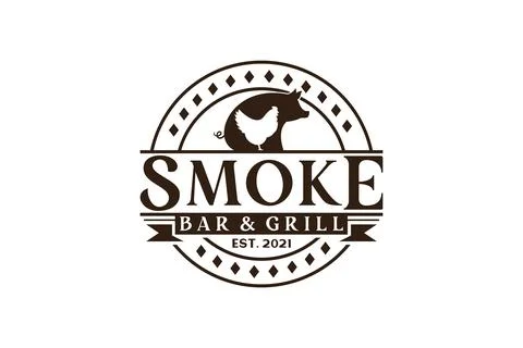 Vintage Retro Rustic BBQ Grill, Barbecue, Barbeque Label Stamp Logo design .. Stock Illustration