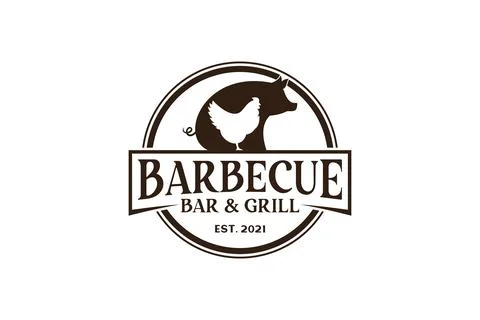 Vintage Retro Rustic BBQ Grill, Barbecue, Barbeque Label Stamp Logo design .. 스톡 일러스트