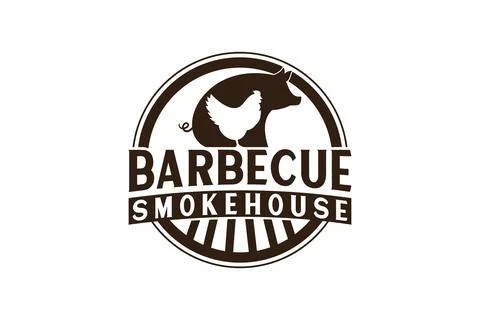 Vintage Retro Rustic BBQ Grill, Barbecue, Barbeque Label Stamp Logo design .. Stock Illustration