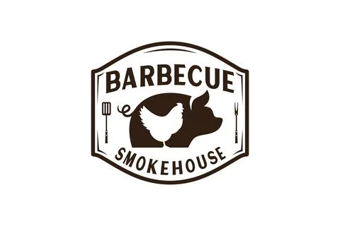 Vintage Retro Rustic BBQ Grill, Barbecue, Barbeque Label Stamp Logo design .. Stock Illustration