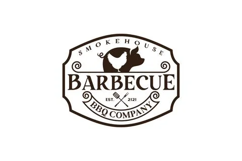 Vintage Retro Rustic BBQ Grill, Barbecue, Barbeque Label Stamp Logo design .. 스톡 일러스트