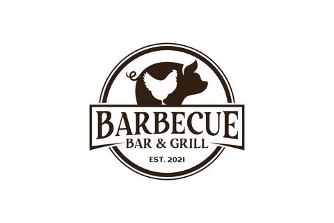 Vintage Retro Rustic BBQ Grill, Barbecue, Barbeque Label Stamp Logo design .. Stock Illustration