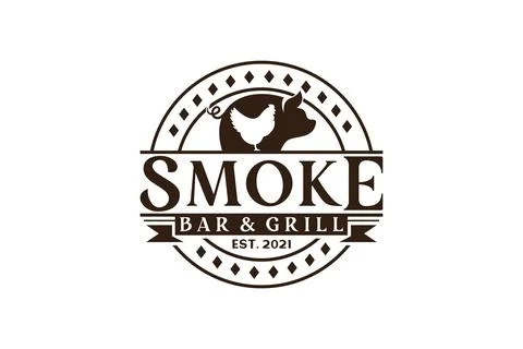 Vintage Retro Rustic BBQ Grill, Barbecue, Barbeque Label Stamp Logo design .. Stock Illustration