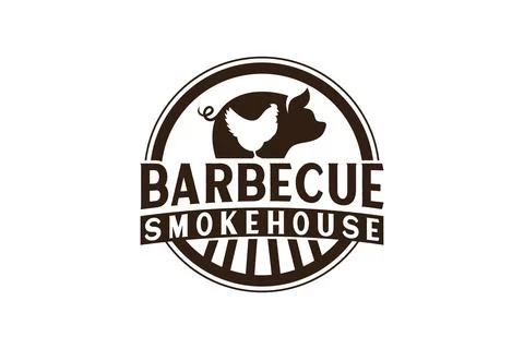 Vintage Retro Rustic BBQ Grill, Barbecue, Barbeque Label Stamp Logo design .. Stock Illustration