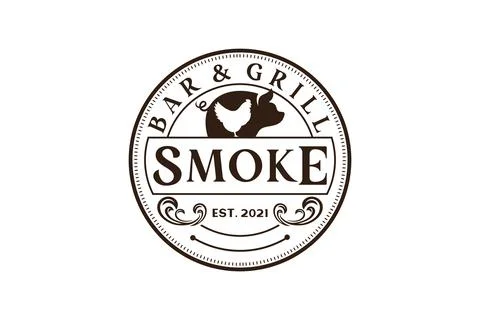 Vintage Retro Rustic BBQ Grill, Barbecue, Barbeque Label Stamp Logo design .. Stock Illustration