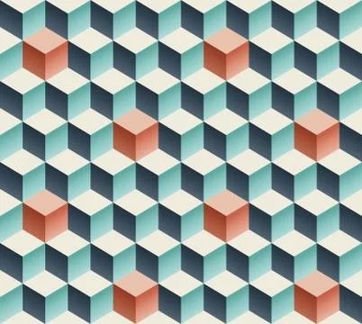 Vintage retro seamless cube pattern Stockillustratie