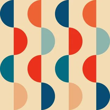 Vintage retro seamless geometric pattern in the style of the 70s and 60s. Illustrazione stock
