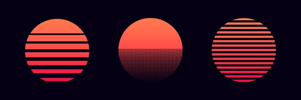 Vintage retro sun circle . Vector sunset sunrise logo design. Stock Illustration