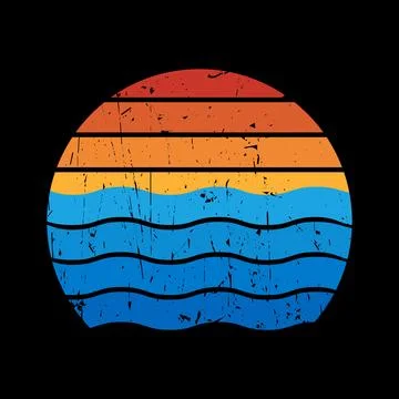 Vintage Retro Sunset Circle Backgrounds vintage styled summer background Stock Illustration