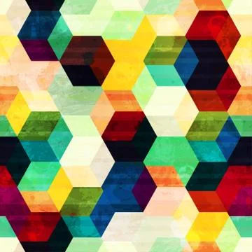 Vintage rhombus seamless pattern with grunge effect Illustrazione stock