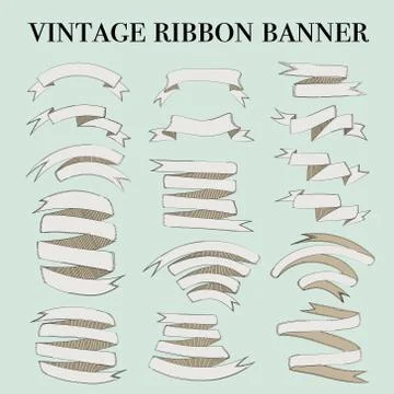 Vintage ribbon banner elements set. Vector illustration. Stock Illustration