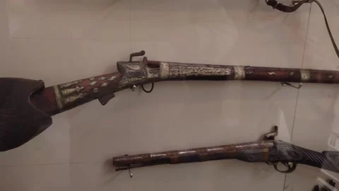 Vintage Rifle Side View Display Stock Footage 334136380