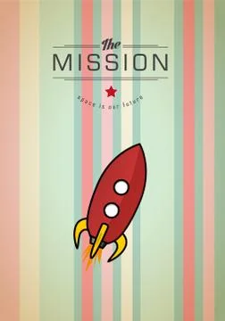 Vintage rocket in space Stock Illustration