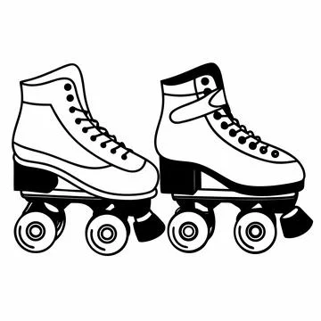 Vintage Roller Skates Flat Vector Design Stock Illustration