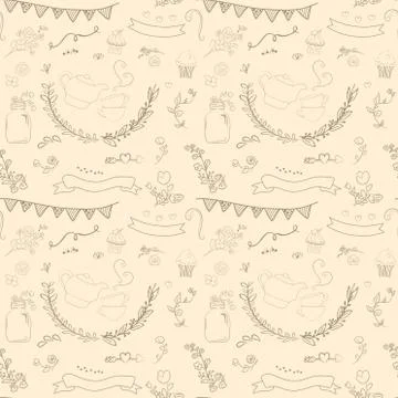 Vintage romantic set in vector. Stylish romantic elements for party. Chalkboa 库存插图