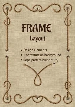 Vintage rope frame with set of design elements. Illustrazione stock