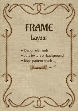 Vintage rope frame with set of design elements. 스톡 일러스트
