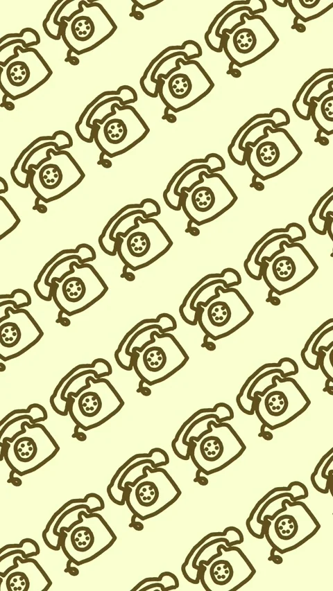 Vintage rotary telephone seamless pattern of hand-drawn line art in an abstract Stock Footage 340592576