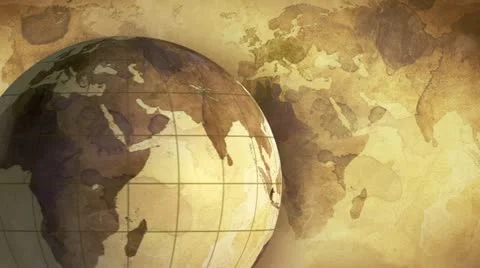 Vintage rotating globe and map of the world loopable background Stock-Footage 10865761